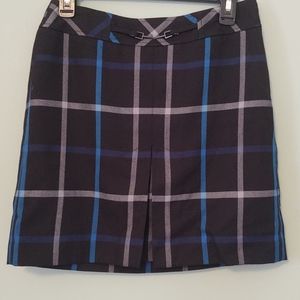 ANN TAYLOR LOFT PETITES Black Plaid Dark Academia Skirt Size 4P